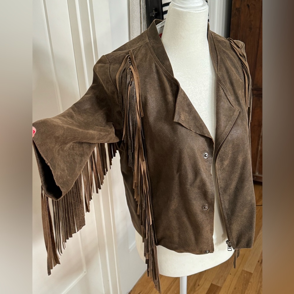 Cleobella Everly fringe leather jacket S